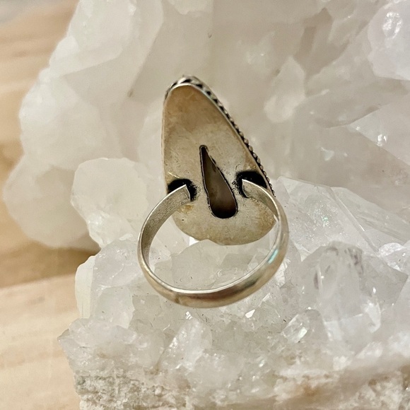 🆓 FREE Pink Opalite Sterling Silver Overlay Ring 925 Size 8 - Picture 3 of 5